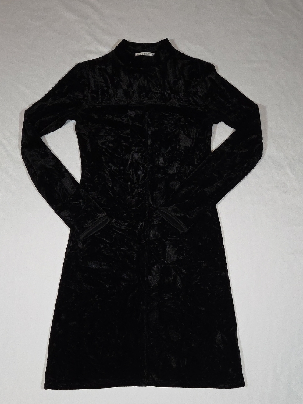 Urban Outfitters Black Velvet Long Sleeve High Neck Dress Size Small Non Zip